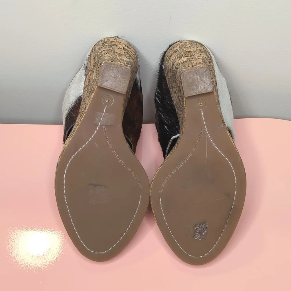All Saints Leather Calf Hair Hepworth Sandals Platform Cork Wedge 40/10